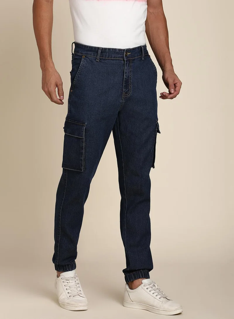 Dennis Lingo Men's Denim Blue 100% Cotton Solid Full Length Regular Fit Jeans