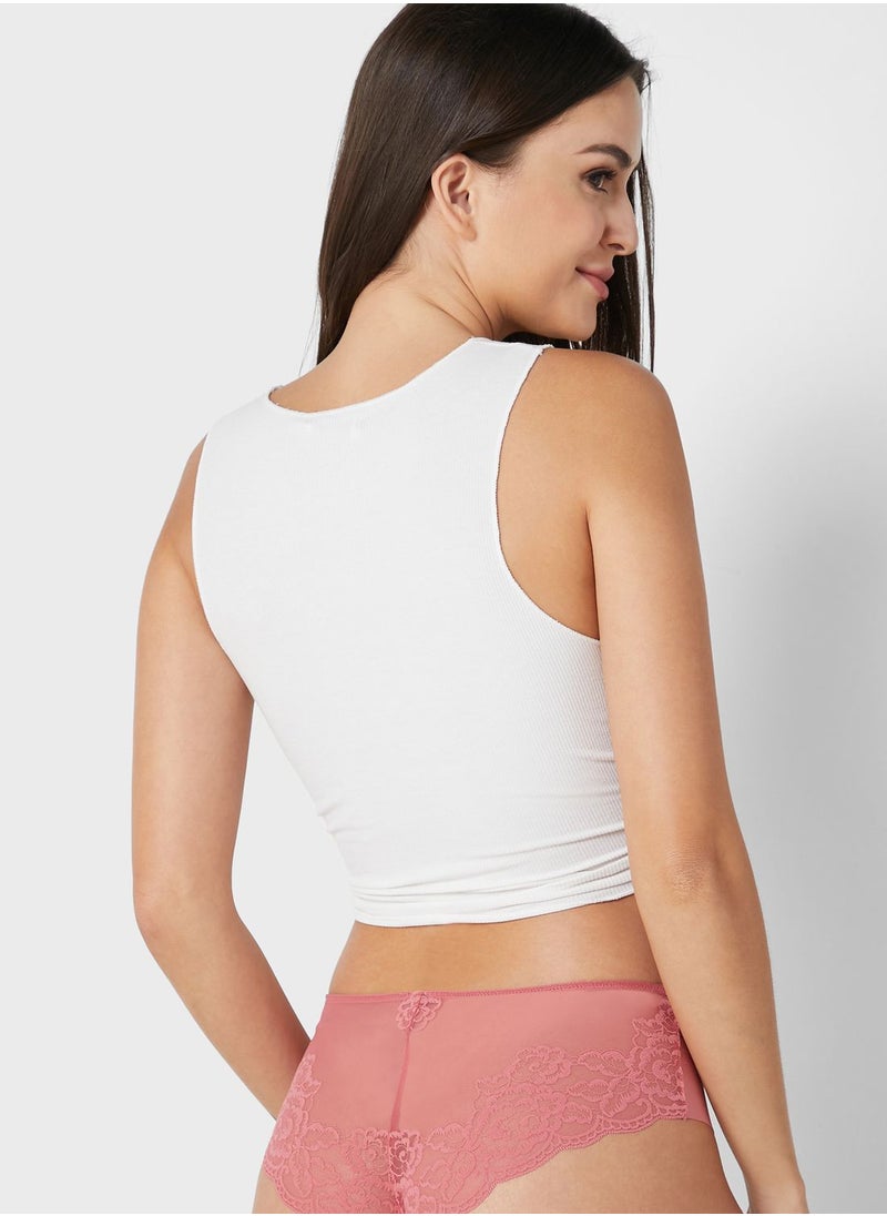 La Senza - Lace Detail High Leg Brief - Image 1