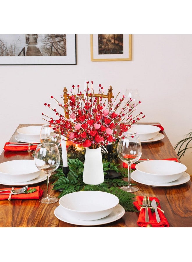 Childom 6 Pcs Mother’s Day Artificial Picks,Mothers Day Flowers Gifts for Mom 16 Inch Valentines Flowers Artificial,Red and Pink Heart Shaped Berries Picks for Wife,Mom,Home,Party,Mothers Day Decorations - Image 3