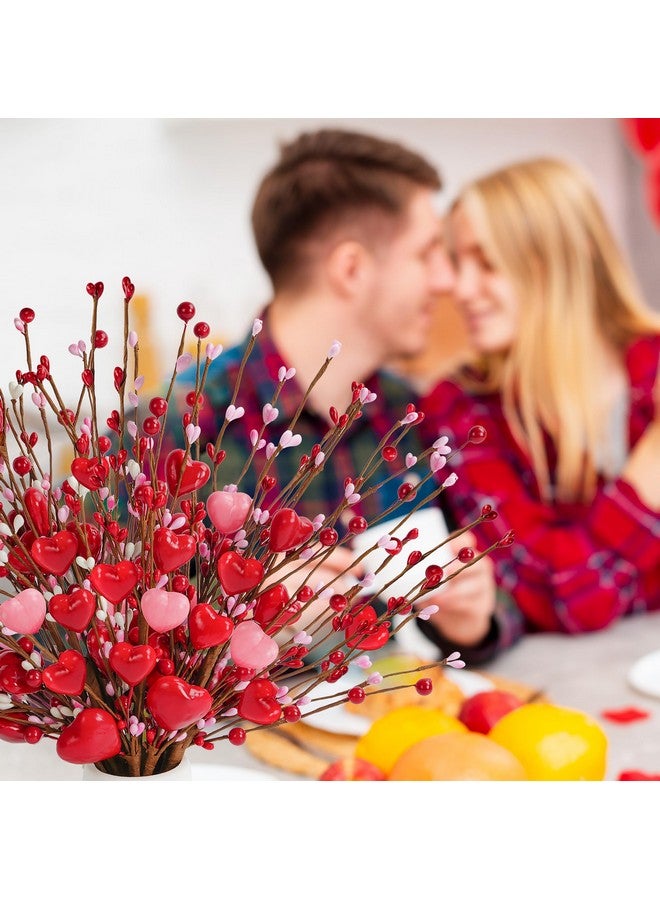 Childom 6 Pcs Mother’s Day Artificial Picks,Mothers Day Flowers Gifts for Mom 16 Inch Valentines Flowers Artificial,Red and Pink Heart Shaped Berries Picks for Wife,Mom,Home,Party,Mothers Day Decorations - Image 4