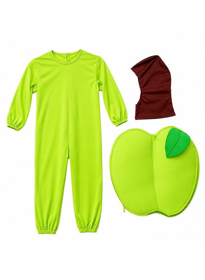 Toy Land Kids Apple Fruit Costume Set with Hood – Food Theme Fancy Dress Outfit for Boys & Girls of age 4 to 5 years - Image 1