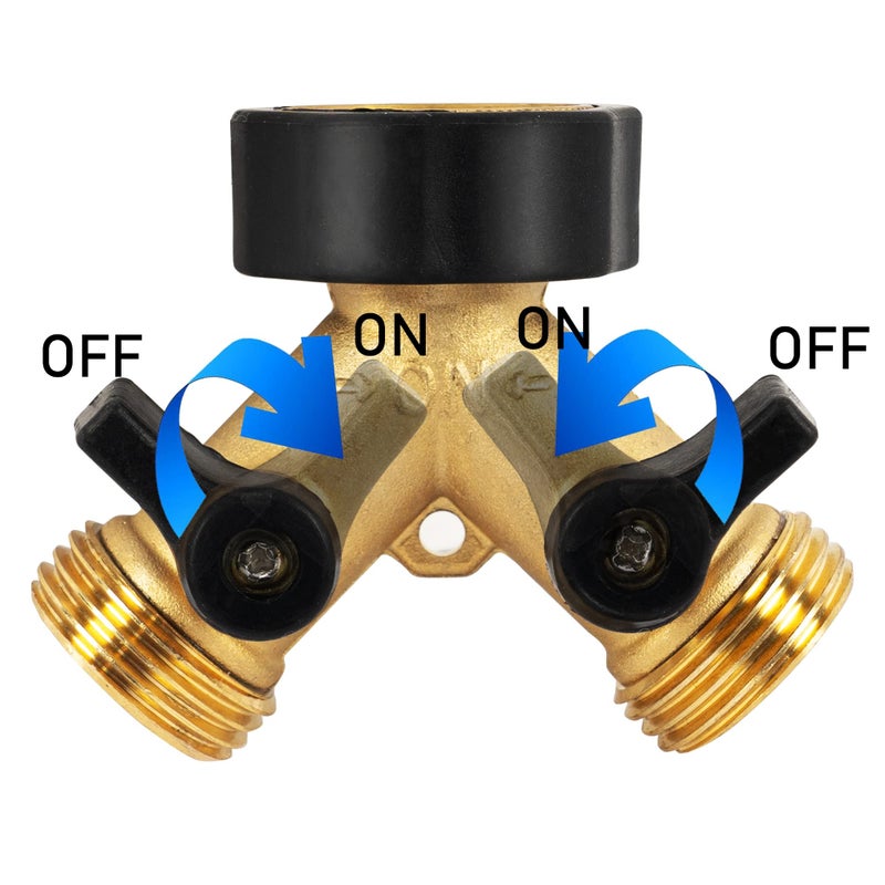Hourleey 2 Pack Brass Garden Hose Splitter 2 Way, 3/4 Inch Hose Connector Tap Splitter, Hose Y Splitter, Hose Spigot Adapter 2 Valves with 4 Extra Rubber Washers - Image 4