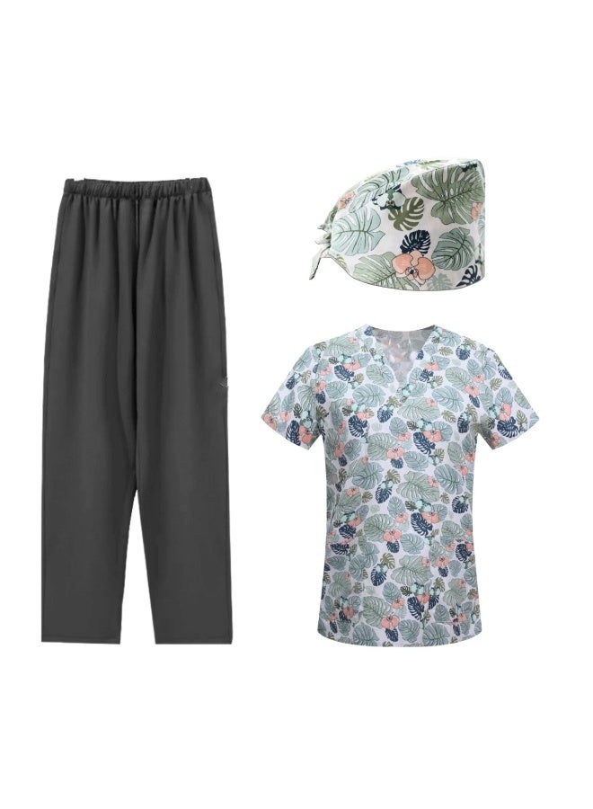 Loquat Womens Medical Scrubs Set Medical Uniform Set Green Leaf - Image 1