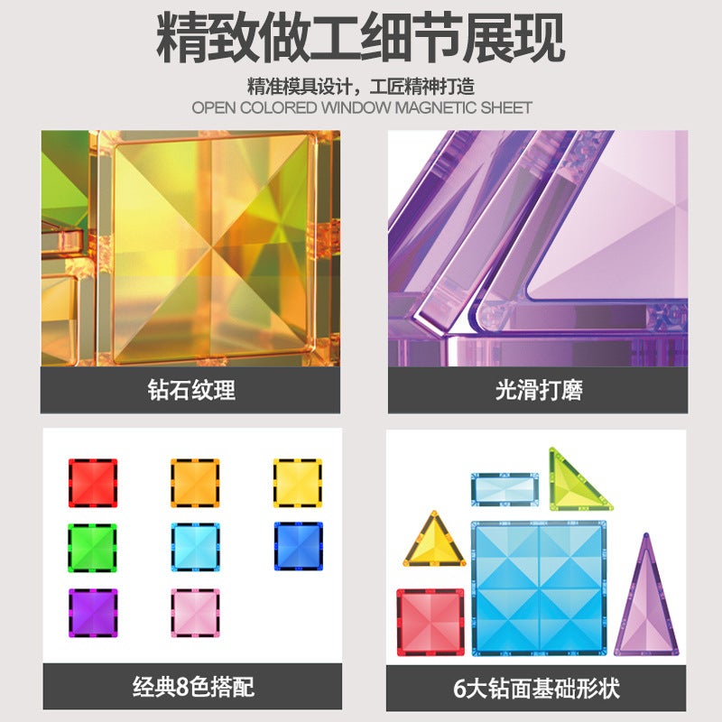Drill Surface Color Window Magnetic Piece Strong Magnetic Magnet Assembly Sliding Pipe Building Blocks Kidsren'S Toys Puzzle Boys And Girls - Image 3