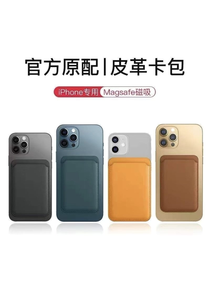 Mag-Safe Leather Wallet Pouch Compatible for iPhone 12, 13 and 14 All Models (Mini, Pro, Pro Max) - Unisex Magnetic Case Credit/Debit Card ID Holder with RFID Blocking Wallet - Brown - Image 4