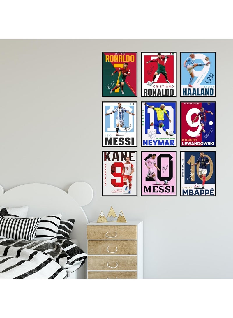 Prints Soccer Poster Soccer Posters For Boys Bedroom Messi And Ronaldo Poster Soccer Wall Art Messi Wall Art Ronaldo Posters Unframed Set Of 9 - Image 4