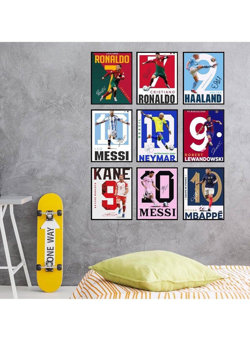 Prints Soccer Poster Soccer Posters For Boys Bedroom Messi And Ronaldo Poster Soccer Wall Art Messi Wall Art Ronaldo Posters Unframed Set Of 9 - Image 2