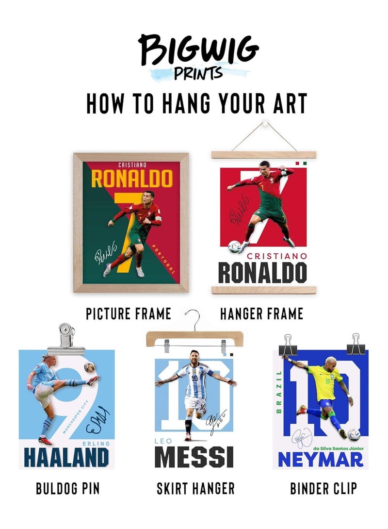 Prints Soccer Poster Soccer Posters For Boys Bedroom Messi And Ronaldo Poster Soccer Wall Art Messi Wall Art Ronaldo Posters Unframed Set Of 9 - Image 3