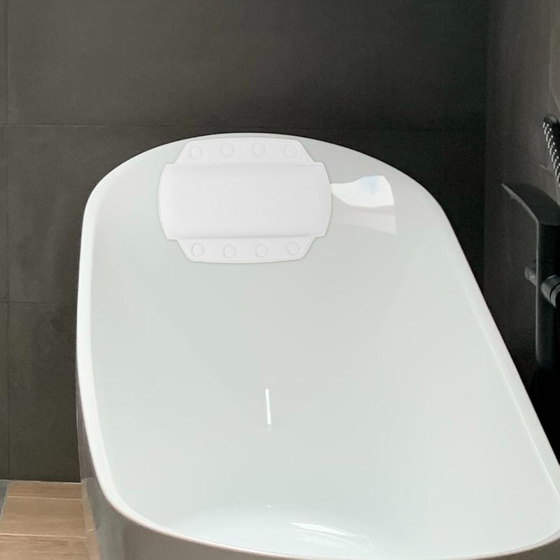 GALPADA Bathtub Pillow with Suction Cups Nonslip Spa Accessory for Relaxing Soaking Comfortable Headrest Cushion for Tub Medium White Bath Neck Rest Pad - Image 5