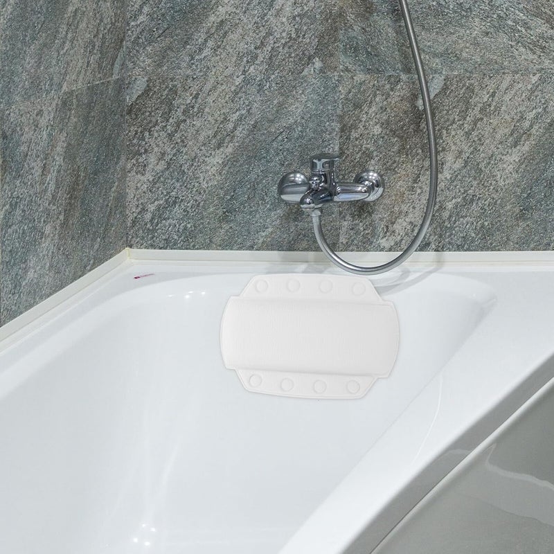 GALPADA Bathtub Pillow with Suction Cups Nonslip Spa Accessory for Relaxing Soaking Comfortable Headrest Cushion for Tub Medium White Bath Neck Rest Pad - Image 4