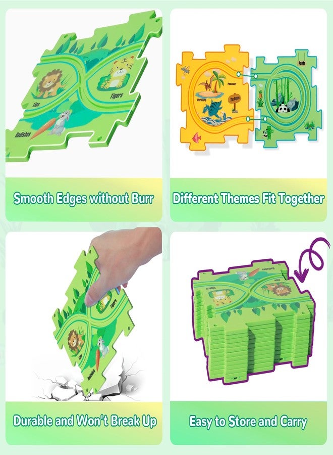 YOOYID Plastic Floor Puzzles for Kids with 2 Cute Vehicles, Puzzle Racer Kids Car Track Set, Montessori Toys for 3 4 5 6 Year Old Boys, Gifts for 3 4 5 6 Year Old Boys, Toys for Ages 3-4 - Image 4