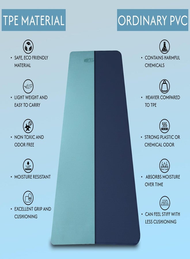 Whackk TPE 4mm Alignment Yoga Mat|Fog Blue|TPE Non-Slip Yoga & Exercise Mat with Carry Strap|Non toxic Lightweight, Eco-Friendly I Yoga & Pilates Exercise Fitness - Image 3