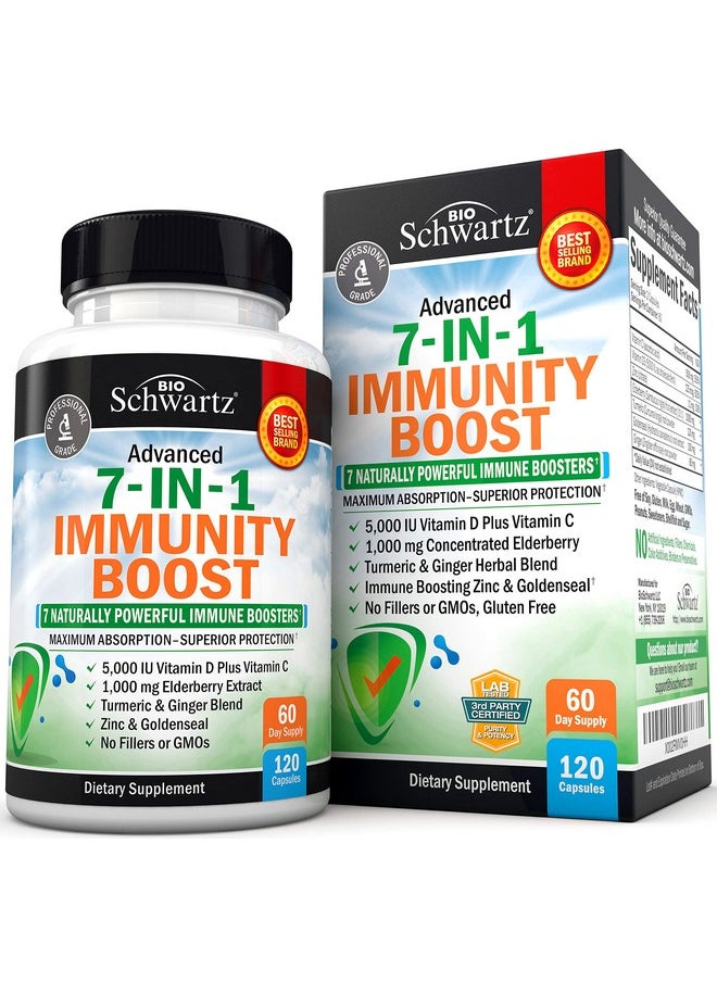 BioSchwartz - Immune Support Supplement With Zinc Vitamin C Vitamin D 5000 Iu Elderberry Ginger D3 Goldenseal Dr Approved Immunity Vitamins For Adults Women And Men Natural Immune System Booster Defense 120Ct - Image 1