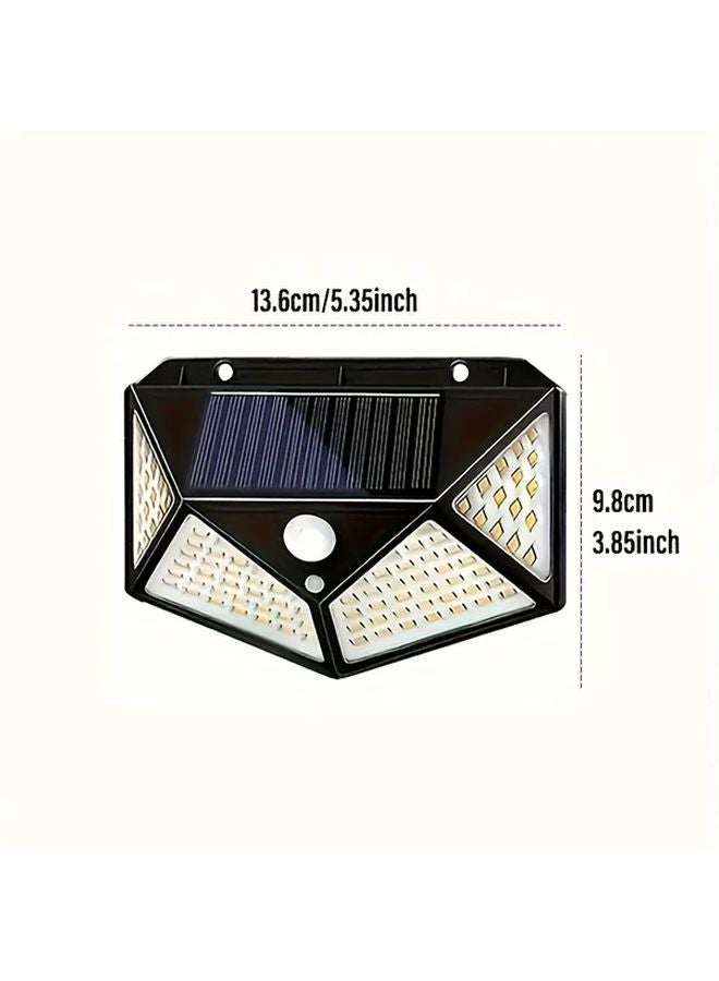 أضواء شمسية خارجية 4 قطع 100 لمبة LED 3 أوضاع استشعار حركة لاسلكية للحديقة والسياج - Image 3