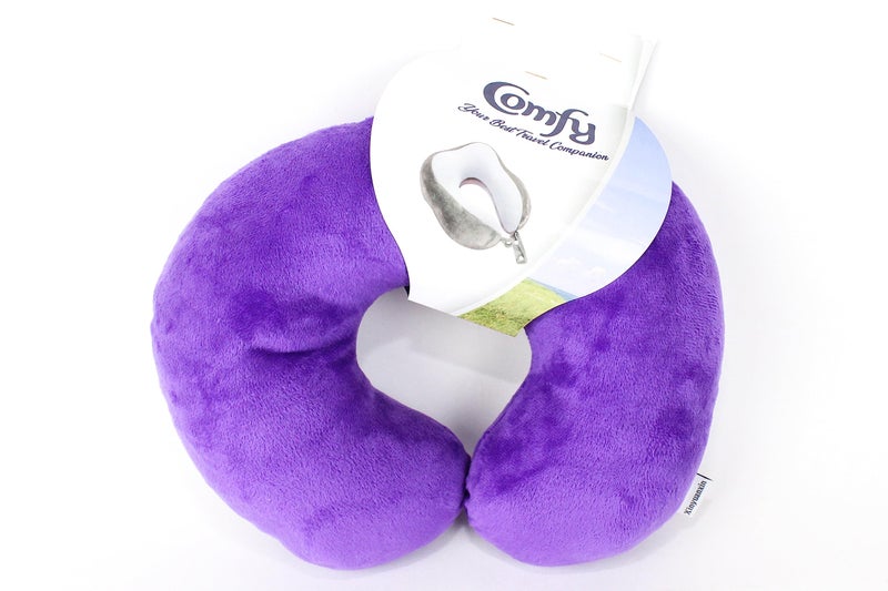 Generic Comfy Neck Support Soft Fiber Travel Neck Pillow U-Shape For Car, Travel, Office,Airplane and Gifts - Purple - Image 3
