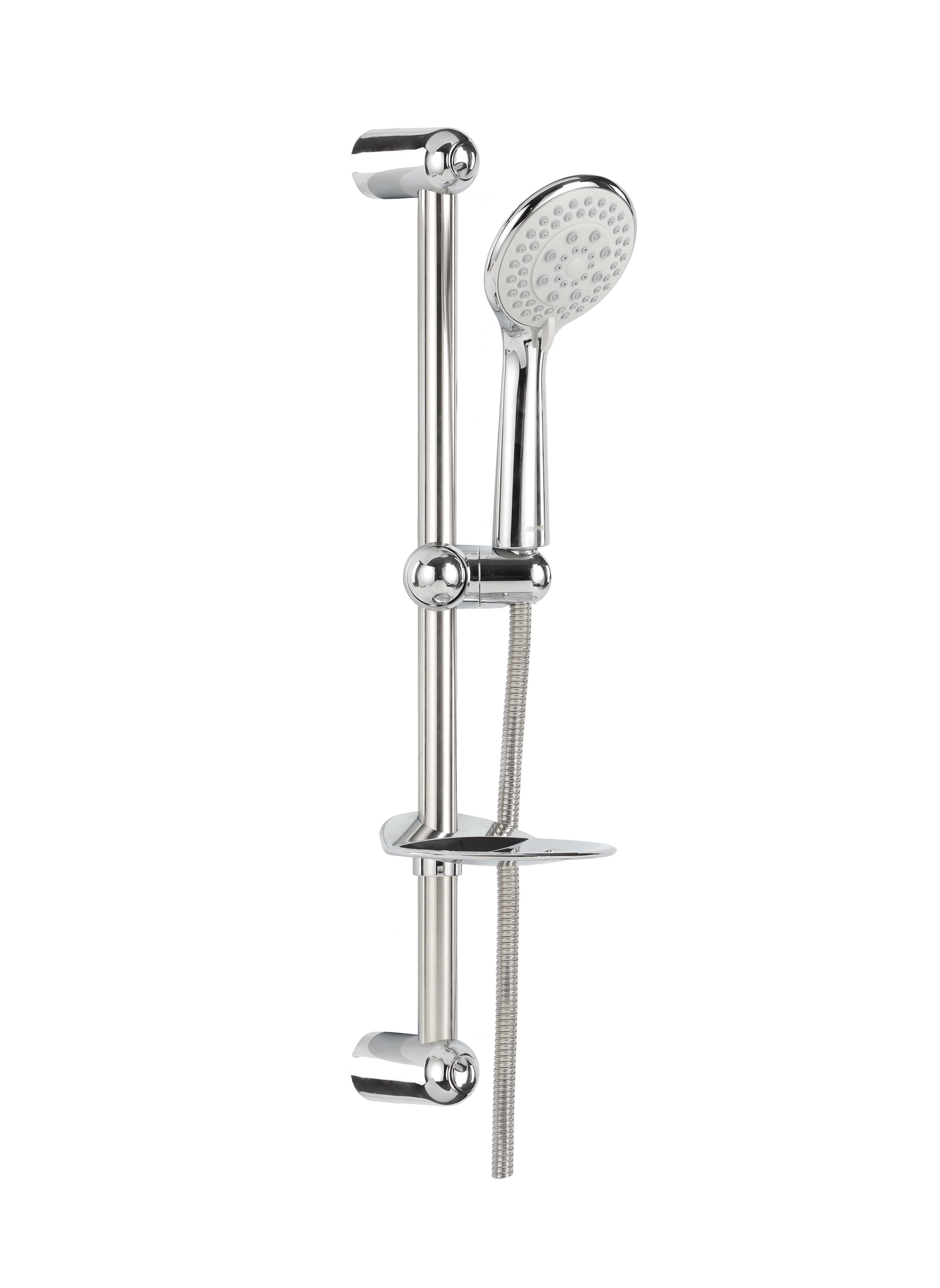 GEEPAS Geepas Ursa Shower Set GSW61121, High Quality Material Bathroom Shower Set, Chrome Plated, Standard Hose Connector, Includes a Sliding Bar with Holder and Bracket, a Soap Dish, a Hand Shower 