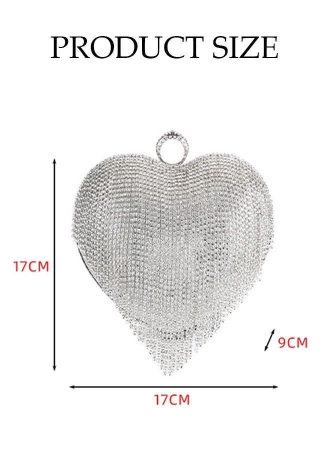 DUNISO Womens Rhinestone Heart Purse,Sparkly Evening Clutch Bag for Formal/Wedding/Cocktail/Prom/Party/Club - Image 2