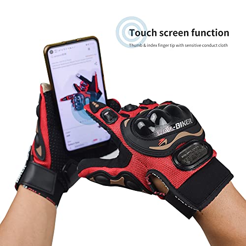 CHCYCLE Motorcycle Gloves Touch Screen Summer Motorbike powersports Protective Racing Gloves (M-Red) - Image 2