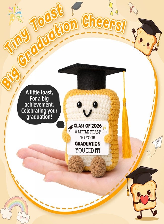 IDEGIFT 2026 Graduation Gift for Her Him, Graduation Decorations Gifts for Graduates Collage High School Phd Master Degree, Class of 2026 You Did It, Funny Handmade Crochet Toast With Cap Graduates Card - Image 2