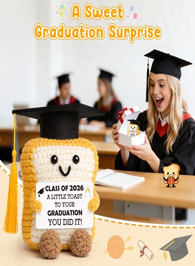 IDEGIFT 2026 Graduation Gift for Her Him, Graduation Decorations Gifts for Graduates Collage High School Phd Master Degree, Class of 2026 You Did It, Funny Handmade Crochet Toast With Cap Graduates Card - Image 3