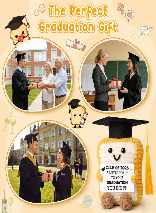IDEGIFT 2026 Graduation Gift for Her Him, Graduation Decorations Gifts for Graduates Collage High School Phd Master Degree, Class of 2026 You Did It, Funny Handmade Crochet Toast With Cap Graduates Card - Image 5