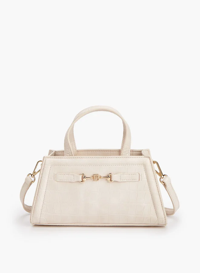 Flora Bella By Shoexpress Textured Crossbody Bag with Detachable Strap and Zip Closure
