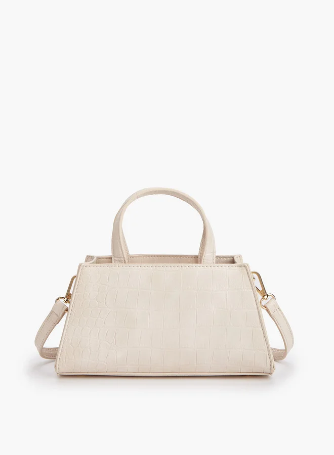 Flora Bella By Shoexpress Textured Crossbody Bag with Detachable Strap and Zip Closure