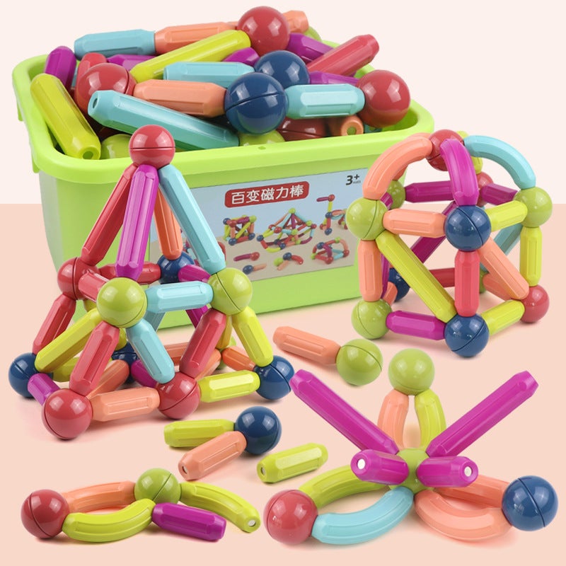 Magnetic Rod Kidsren'S Early Education Educational Toys Versatile Men And Women Diy Assembled Large Particle Magnetic Building Blocks - Image 3