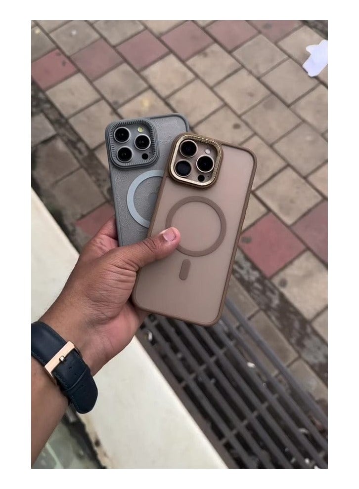 حافظة مغناطيسية لهاتف iPhone 15 متوافقة مع MagSafe، غطاء خلفي شفاف غير لامع رفيع مقاوم للصدمات (بني) - Image 3