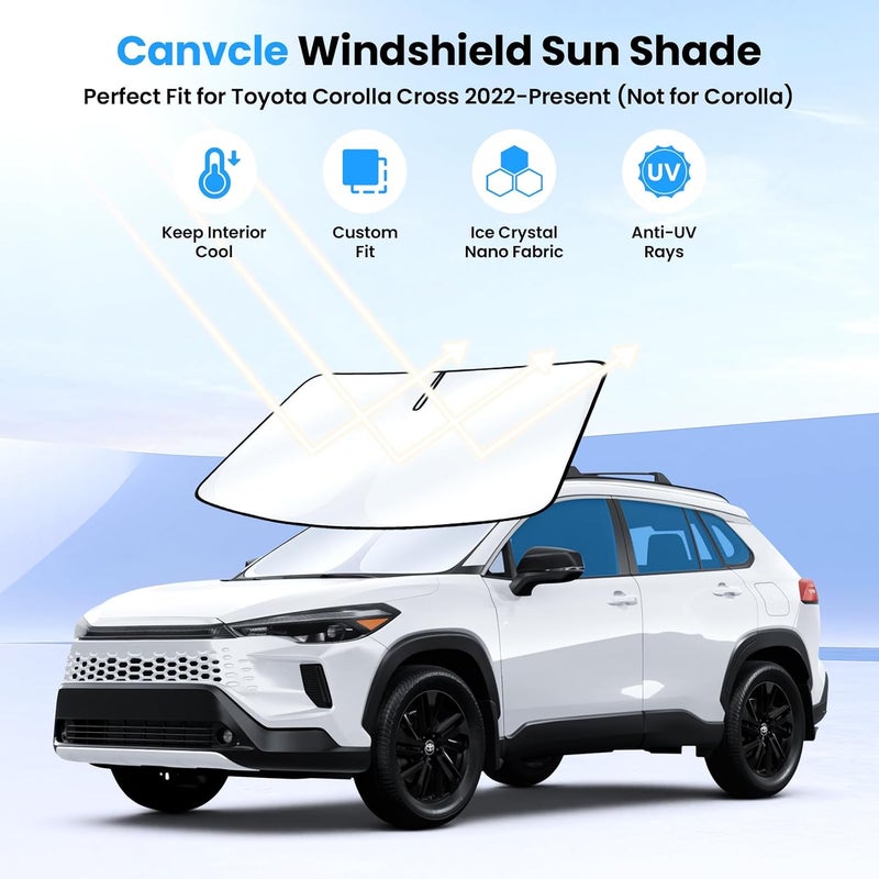 Canvcle Windshield Sun Shade for 2022-2024 Toyota Corolla Cross((Not for Corolla) Accessories Thicken 6-Layer Front Window Sunshade Cover Sun Visor Protector Foldable Block UV Rays Keep Vehicle Cool - Image 2