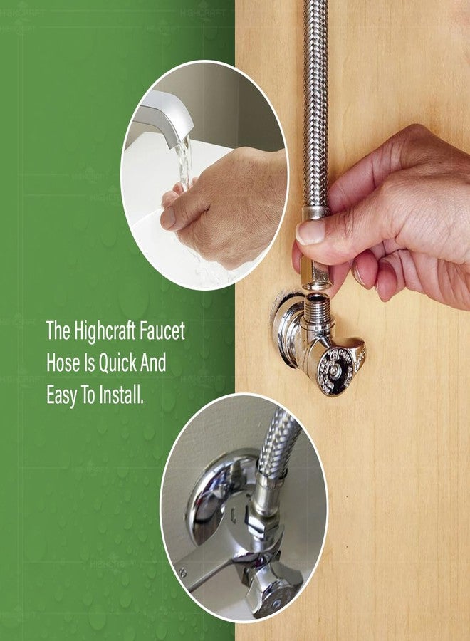 Highcraft Faucet Hose Connector 12" Length, 1/2" IPS X 3/8" Comp FIP Flexible Braided Stainless Steel Supply Line, Bathroom Kitchen Sink Extension Lead-Free (4 Pack) - Image 5