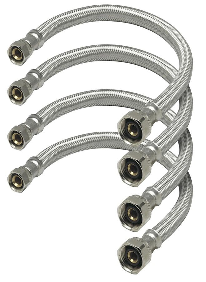 Highcraft Faucet Hose Connector 12" Length, 1/2" IPS X 3/8" Comp FIP Flexible Braided Stainless Steel Supply Line, Bathroom Kitchen Sink Extension Lead-Free (4 Pack) - Image 1