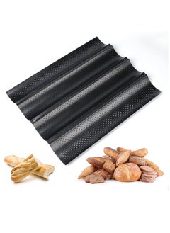 Bread Pan Non-Stick Perforated French Baguette Mold for Baking Loaves French Bread Baking Tray Non-Stick Silicone French Bread Mould Baking Molds Pan 4 Loaves
