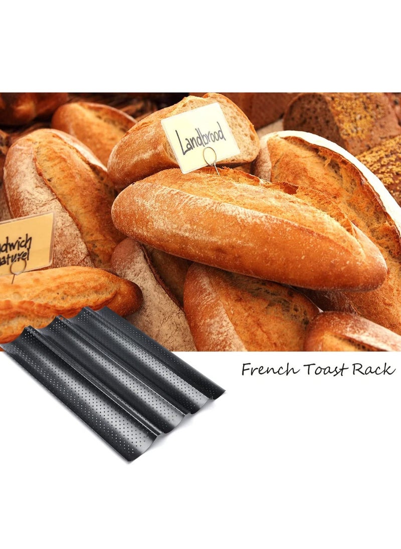 Generic - Bread Pan Non-Stick Perforated French Baguette Mold for Baking Loaves French Bread Baking Tray Non-Stick Silicone French Bread Mould Baking Molds Pan 4 Loaves - Image 1