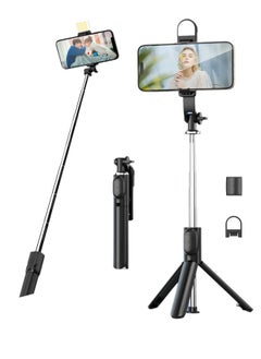 Generic Portable 40 inch Selfie Stick with Wireless Remote,Fill Light and Extendable Tripod Stand 360 Rotation Compatible with iPhone and Android Samsung Smartphone, Black  - Image 1