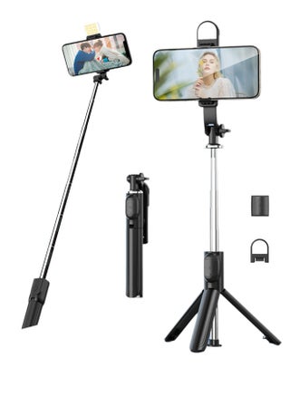Portable 40 inch Selfie Stick with Wireless Remote,Fill Light and Extendable Tripod Stand 360 Rotation Compatible with iPhone and Android Samsung Smartphone, Black - pzsku/Z9DF41950DF5F806E4490Z/45/_/1734526428/ce29cc37-f09b-45ff-befe-02169e00ddd3
