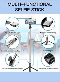 Generic Portable 40 inch Selfie Stick with Wireless Remote,Fill Light and Extendable Tripod Stand 360 Rotation Compatible with iPhone and Android Samsung Smartphone, Black  - Image 2