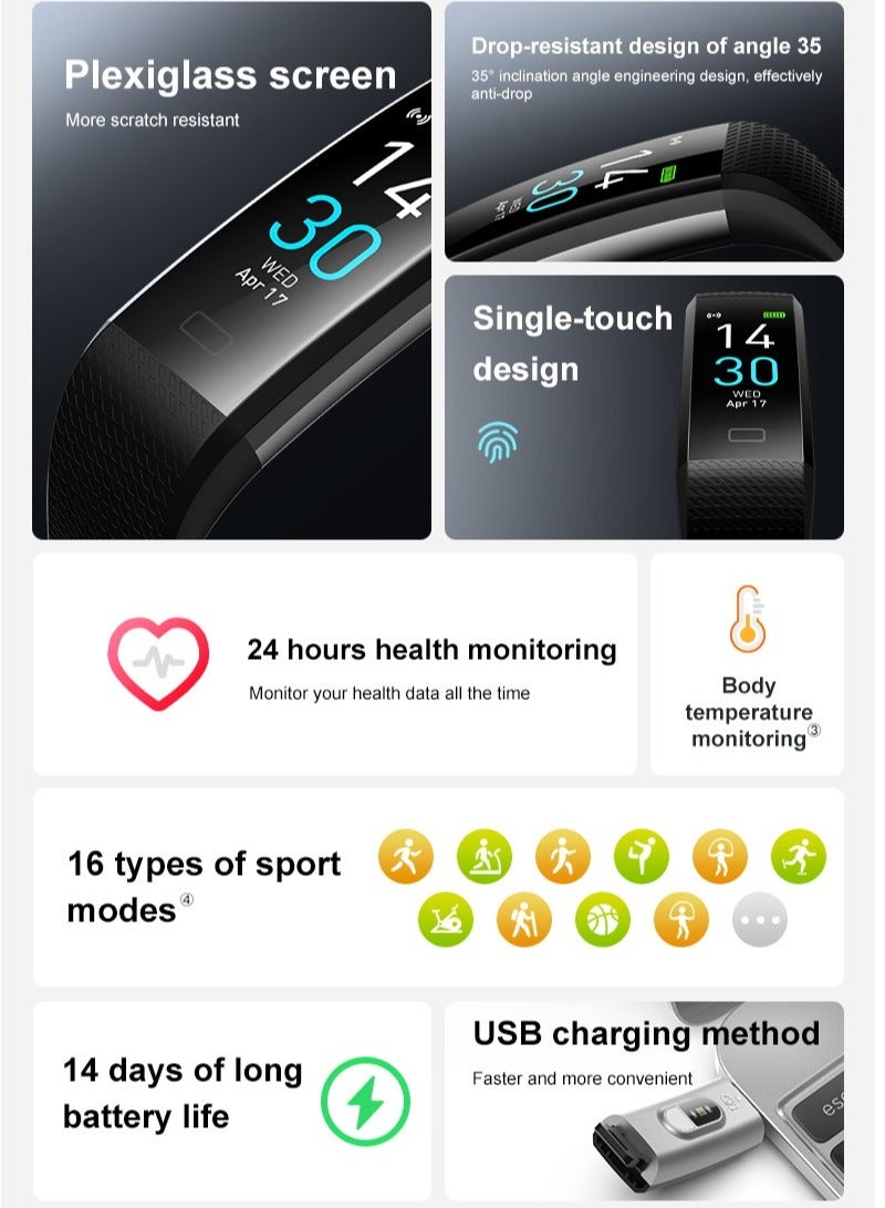 S5 Smart Band Sport Smart Watch, Multi-language Supported, Heart Rate and Blood Pressure Monitor, Waterproof Fitness Bracelet (Green) - Image 2