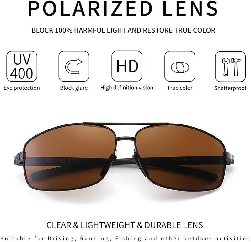SUNGAIT Ultra Lightweight Rectangular Polarized Sunglasses UV400 Protection - Image 2
