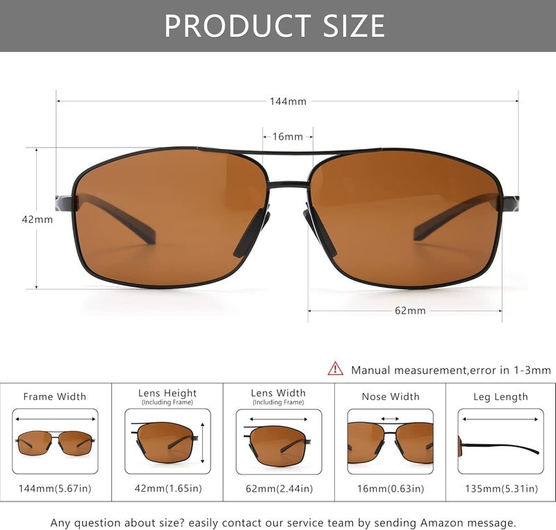 SUNGAIT Ultra Lightweight Rectangular Polarized Sunglasses UV400 Protection - Image 5