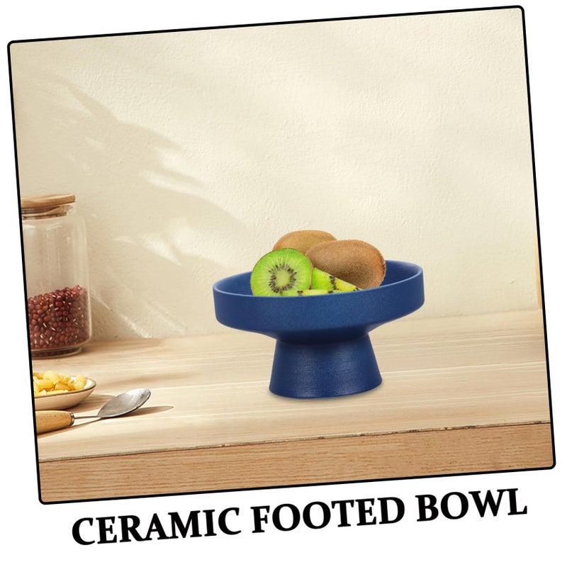 White Ceramic Pedestal Fruit Bowl Serving Tray for Snacks Desserts Home Party Display - Image 4