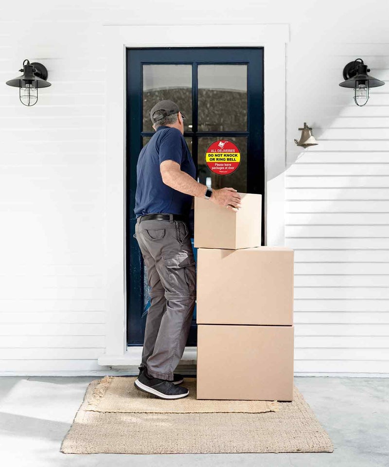 ZOCO â€“ Do Not Knock or Ring Doorbell Sign â€“ 6-Inch Round Window Cling Decals â€“ Please Leave Packages at Door â€“ Indoor Static Vinyl Sticker for Glass Doors & Windows - Image 4