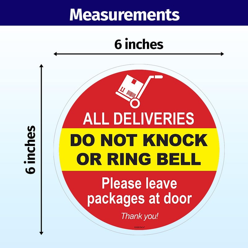 ZOCO â€“ Do Not Knock or Ring Doorbell Sign â€“ 6-Inch Round Window Cling Decals â€“ Please Leave Packages at Door â€“ Indoor Static Vinyl Sticker for Glass Doors & Windows - Image 3