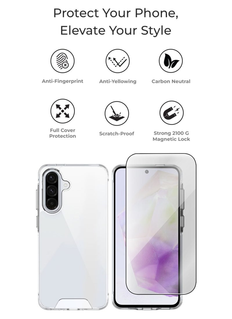 glassology Bundle for Samsung Galaxy A36 Clear Case + Screen Protector 360° Protection, Shatterproof, Anti-Yellowing, Premium Tempered Glass, High Clarity  - Image 5