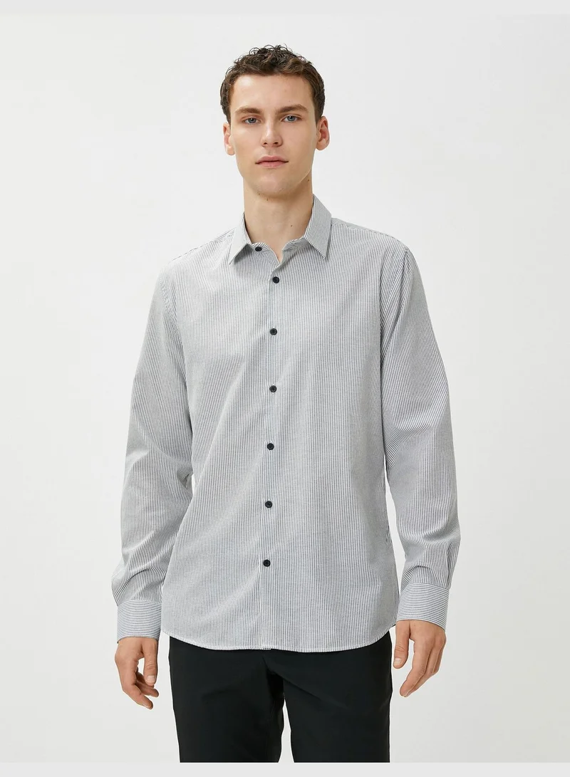 كوتون Basic Shirt Classic Neck Long Sleeve