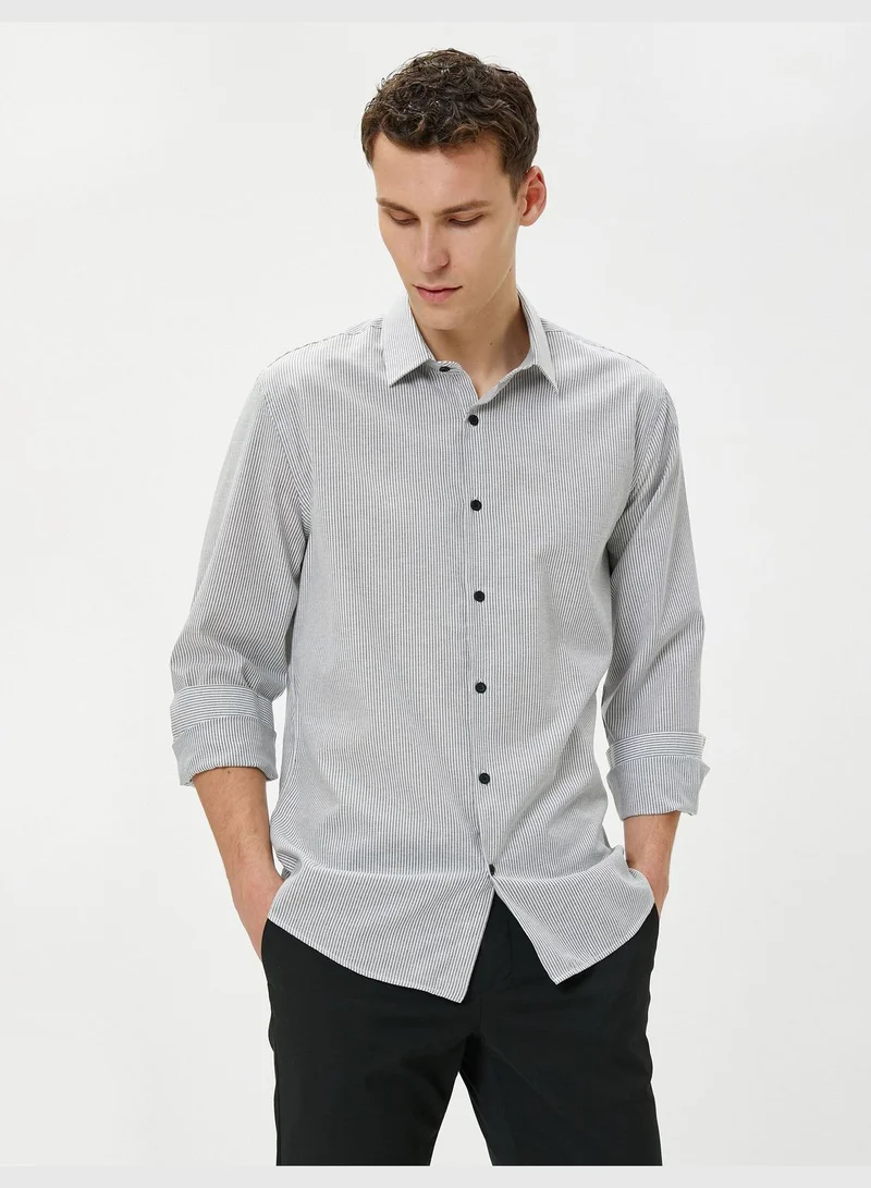 كوتون Basic Shirt Classic Neck Long Sleeve