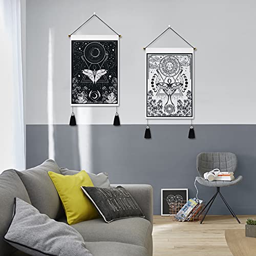 Jufay Pack of 2 Sun and Moon Tapestries - Black and White Tapestry with Flower Vine Design - Wall Hanging for Room (13.8 x 19.7 inches) - Image 4