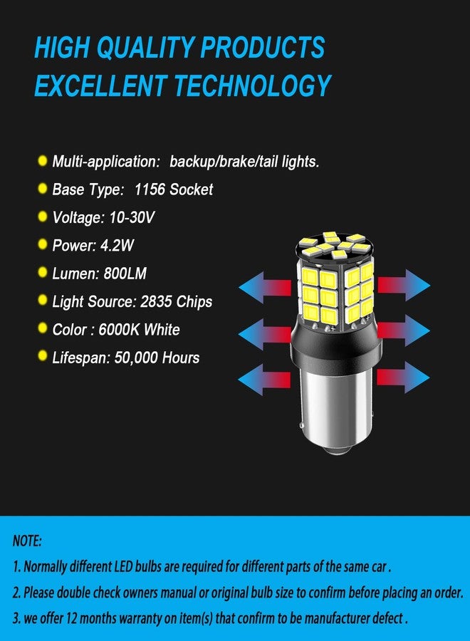 Serundo Auto 1156 Led Bulb, 12V 24V Super Bright 1141 1003 BA15S LED Bulbs Used for Back Up Reverse Lights, Tail Lights, RV lights,Lawn Mower etc. Pack of 2pcs White - Image 5