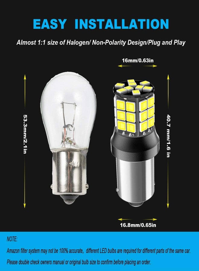 Serundo Auto 1156 Led Bulb, 12V 24V Super Bright 1141 1003 BA15S LED Bulbs Used for Back Up Reverse Lights, Tail Lights, RV lights,Lawn Mower etc. Pack of 2pcs White - Image 2