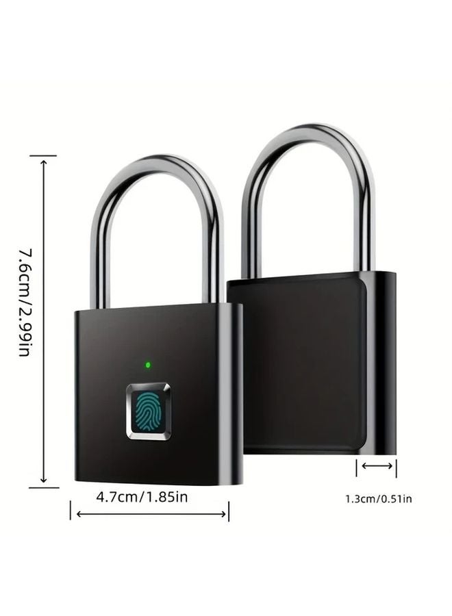 Mini Smart Fingerprint Padlock 10 Fingerprint USB Rechargeable Rust Proof Steel Keyless Entry Black - Image 4